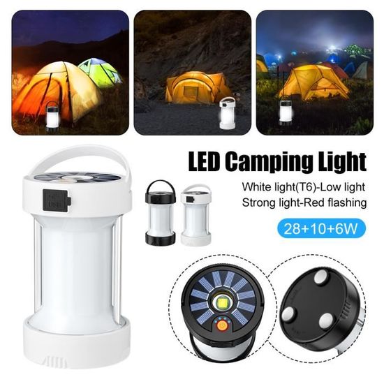 Lot de 2 lanternes de camping LED rechargeables, étanches IPX5, trois