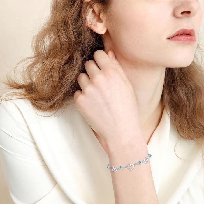 Bracelet femme coeur plaque or jaune et oxydes - bracelets-plaque
