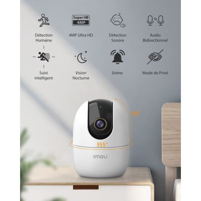 Imou caméra surveillance wifi intérieure 360°, connectée 1080p avec  détection humaine, suivi intelligent, audio bidirectionnel