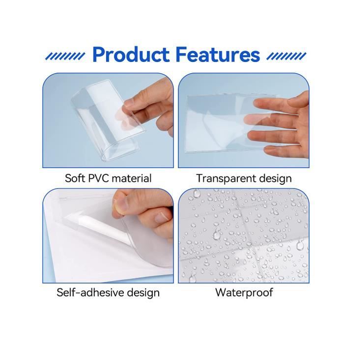 10 Pochettes Cartes Autocollantes Transparentes - PVC - Ouverture Sur Le Dessus - 9x14 Cm - Pour Organisation