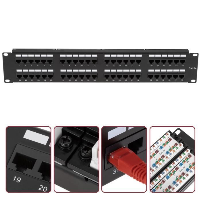 CableMarkt - Patch panel 48 x RJ45 Cat.5e UTP 2U pour armoires rack ...