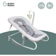 BABYMOOV Transat bébé graphik, balancelle ou fixe, molletonné, pliage compact, déhoussable, pêche-3