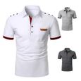 Polo Homme Chemise Homme Polo Manches Courtes Contraste Couleur Tops tv0304hts05tg Blanc9-3
