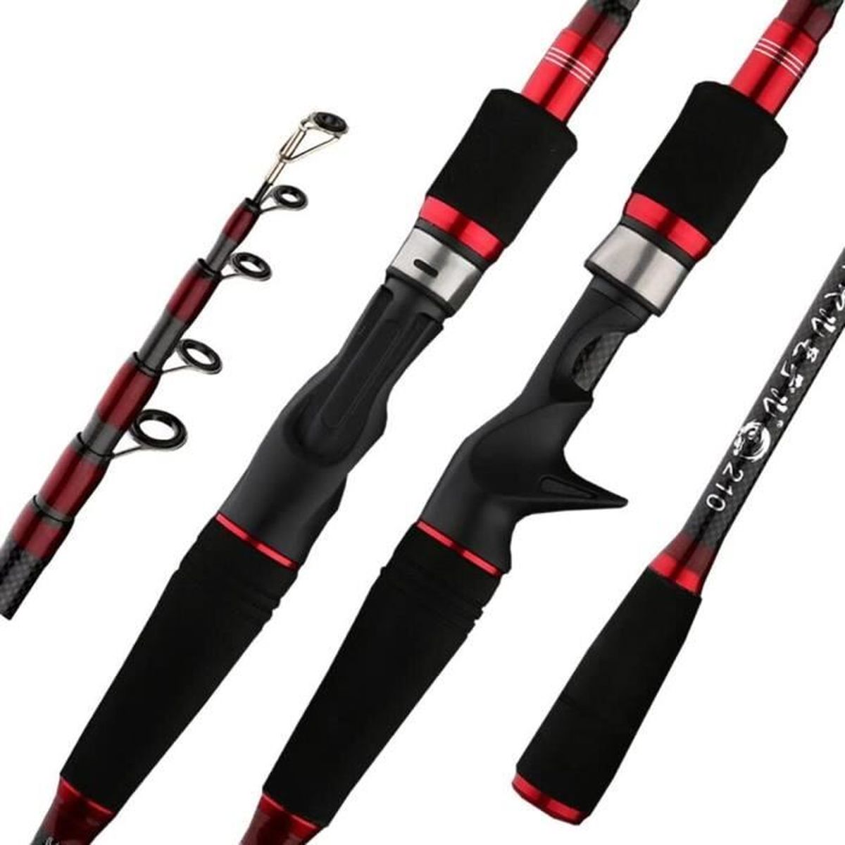 Canne à Pêche Télescopique 2.7m-6.3m En Fibre De Carbone – Pour Mer, Rivière, Bateau – Spinning Carp Feeder - 2