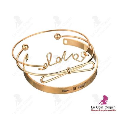 Bracelet Couple Gravé Personnalisable - Chaîne Figaro Acier Inox - Réglable - Cadeau Amour Ou Amitié