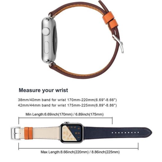 Bracelet Apple Watch 38mm / 40mm Olixar en cuir véritable – Marron