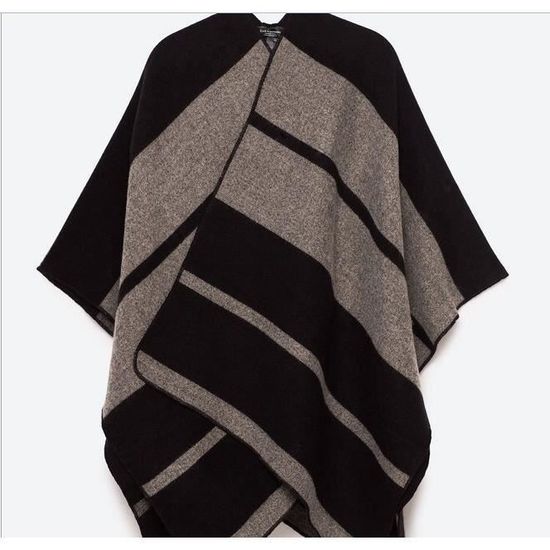 Lachi Poncho Ouvert Châle Cape Élégant Epais Chaud Automne Hiver Femme 150 130cm