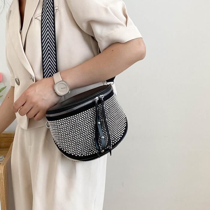 Le noir 20x18x7cm Sac banane pour femmes sacs a bandouliere de createur de luxe avec strass mode petit sa Cdiscount Bagagerie Maroquinerie