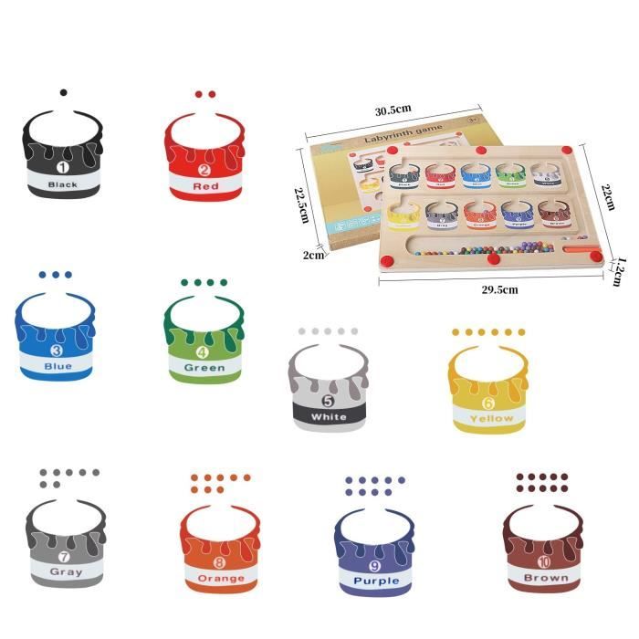 Jeu de Motricité Fine Montessori, Labyrinthe Magnétique pour Enfants 3-5 Ans