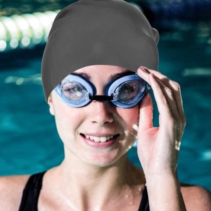 Perfect-Sonew Bonnet de bain 2PCS Bonnet De Natation Élastique Étanche  Silicone Sport Swim Hat pour Cheveux Longs FemmesNoir