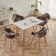 BenyLed Lot de 2 chaises longues en cuir avec pieds en bois massif pour la maison,la cuisine et le bureau-4