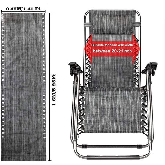 Toile De Remplacement Pour Transat - Housse Tissu Nylon 600D Anti-déchirure - Kit Avec Cordes élastiques - 160x43cm