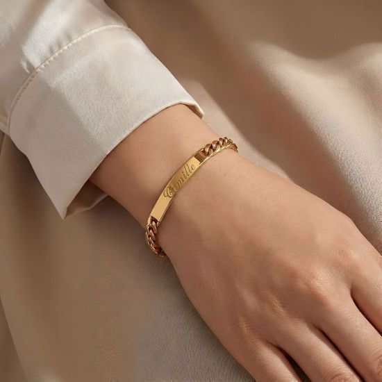 Bracelet Gourmette Femme Plaqué Or Jaune 18 Carats - Longueur 18,5 Cm, Largeur 5 Mm - Neuf
