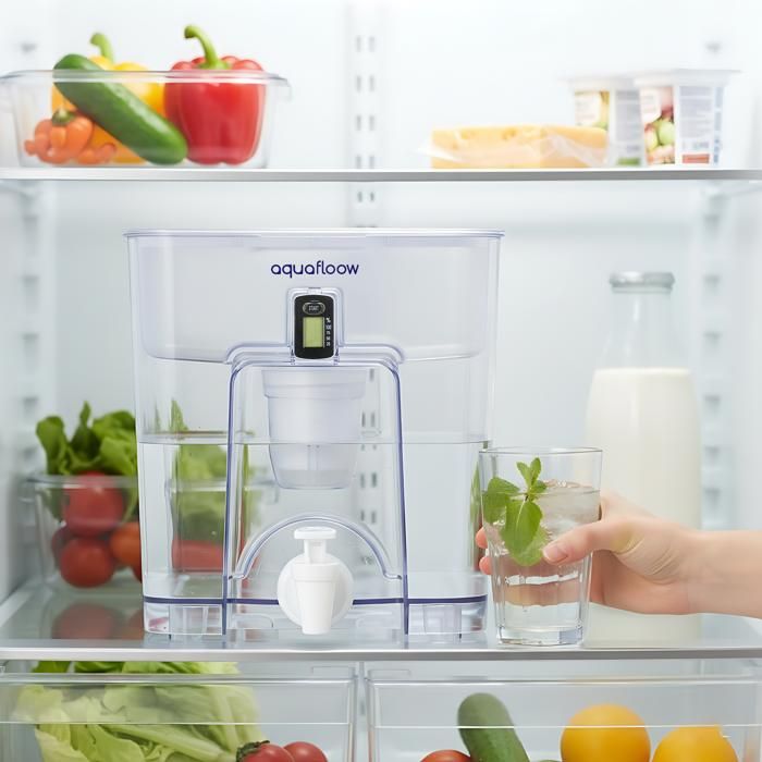 Carafe Filtrante Aquafloow 9,5 L Avec Robinet – Distributeur D'Eau Grande Capacité, Réduit Tartre, Chlore, Plomb & Cuivre, Idéal Maison & Bureau