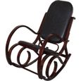 Rocking-chair fauteuil à bascule M41 - Imitation noyer - Cuir Patchwork-0