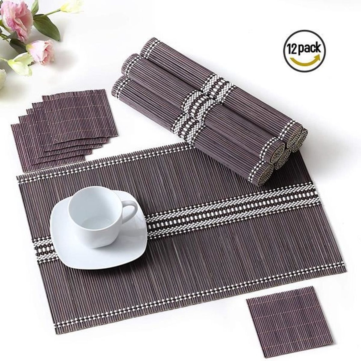 Lovecasa 007 Sets De Table 6 Pcs En Bambou Napperons Tapis De