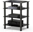 FITUEYES Meuble HIFI à 4 Etagères en Verre Trempé et Aluminium Meuble Audio/Vidéo Capacité de Charge Max. 40KG Structure Solide