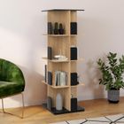 IDMARKET Etagère bibliothèque rotative 4 niveaux RAPHA noir et effet bois