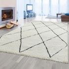 TEPPICH-TRAUM Chic scandinave : tapis élégant au motif intemporel de losanges en blanc et noir Größe - 160 x 230 cm