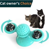 Moulin à vent chat jouets tourne-disque avec boules lumineuse pour animaux de compagnie chatouiller puzzle interactif boules jouet