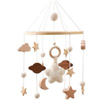 Mobile lit bébé - Crochet étoiles Lune Nuages ​​- Carillon éolien mobile en bois