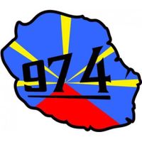 Réunion ile carte drapeau 974 logo 12 autocollant adhésif sticker - Taille : 4 cm