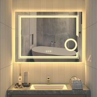 Miroir Salle de Bain LED 80x60 cm - LUVODI - Anti buée - Prise Grossissant 3X