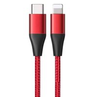 Câble USB-C vers Lightning pour iPhone 14 Pro Max, 14 Plus, 13 Pro Max, 13 mini, 12 11 - Nylon Renforcé 1 Mètre Rouge