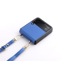 Étui de téléphone compatible Samsung Galaxy Z Flip 3 avec lanière Bleu