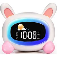 Réveil éducatif YISSVIC – Pêche En Silicone – 2 Alarmes – Icônes Éveillé/Endormi – Lumière 7 Couleurs – Recharge USB-C