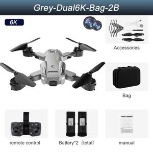 DRONE Gris-Dual6K-Bag-2B - Drone GPS 5G HD Professionnel
