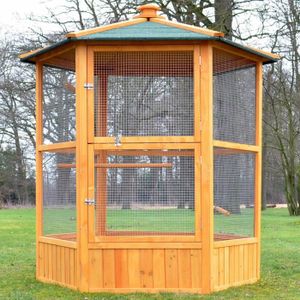 VOLIÈRE - CAGE OISEAU Volière Cage à oiseaux en bois de haute qualité 6 coins 160x123cm –Modèle ‘’Maxi 308 XXL’’