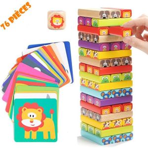 TOP BRIGHT Blocs de Construction en Bois pour Garçon et Fille 1 an, Jouet  Educatif avec 80 Pièce Bloc, Jeux de Construction avec des Blocs Animaux et  Lettre pour 18 Mois