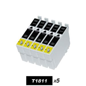 CARTOUCHE IMPRIMANTE Noir x5 Cartouche d'encre Epson T1811/T1801 Compatibles avec puce remplace pour EPSON XP-30/102/202/305/405 XP-415/412/315/312/215
