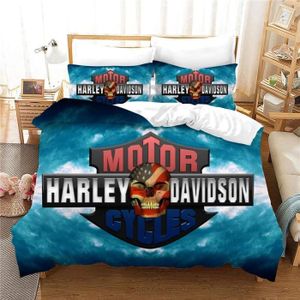 1, pour lit simple 135 x 200 cm impression numérique 3D NICHIYO Parure de lit Harley Davidson Motorcycle 3 pièces avec housse de couette et taie d'oreiller microfibre 