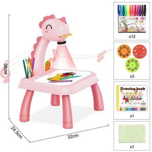 TABLE A DESSIN Dessin - Graphisme,Projecteur Led pour enfants,Table de dessin artistique,tableau de peinture,bureau - Type dinosaur pink