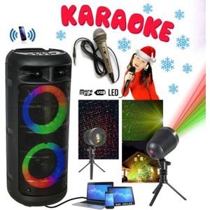 Enceinte Lecteur Party Karaoké Enfant LED USB Bluetooth Echo réglable +  Microphone + CD Audio - 12H