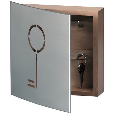 Armoire à Clés En Bois Avec Porte Et 6 Crochets - Noir