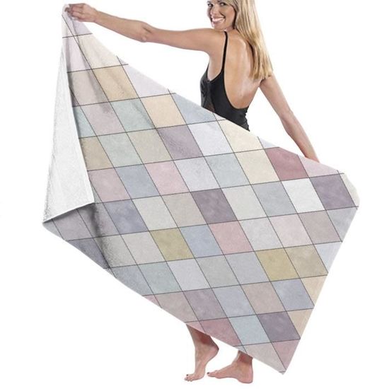 Serviette De Bain Marbre Blanc En Microfibre - 70x140 Cm, Ultra Absorbante, Légère, Séchage Rapide
