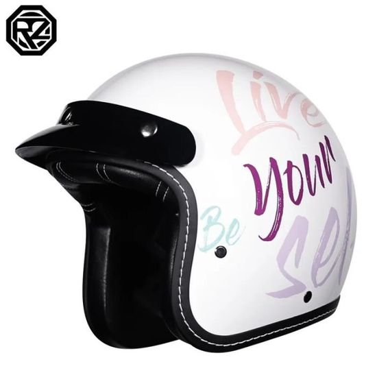 Casque Rétro Ouvert Léopard Floral Vintage Moto 3-4 DemiCasque Avec
