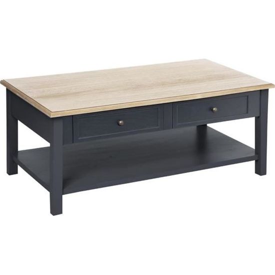 Table basse en bois Damian - ATMOSPHERA - 4 tiroirs - Gris foncé - L. 110 x l. 60 x H. 45 cm