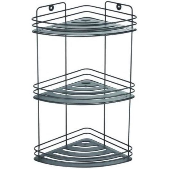 ETAGERE ANGLE FIL METAL BAMBOU 2 NIVEAUX NOIR, étagère En Fil Métallique à 3 Niv