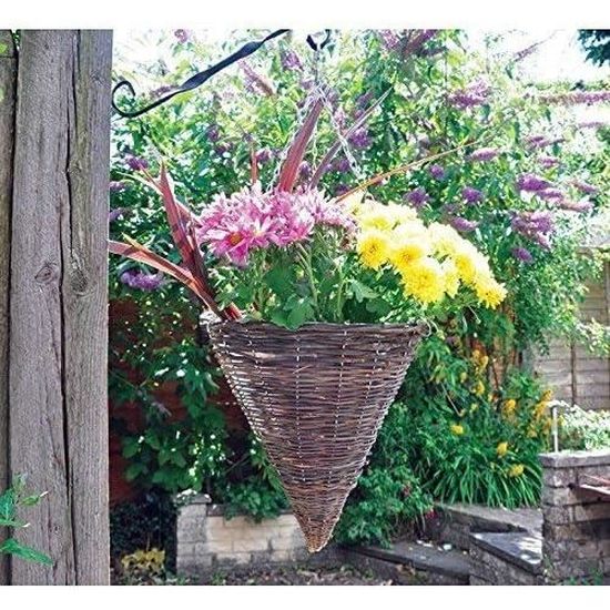 Pot De Fleurs Suspendu En Fer Et Fibre - 25x25x12 Cm, Pour Jardin, Balcon Ou Intérieur