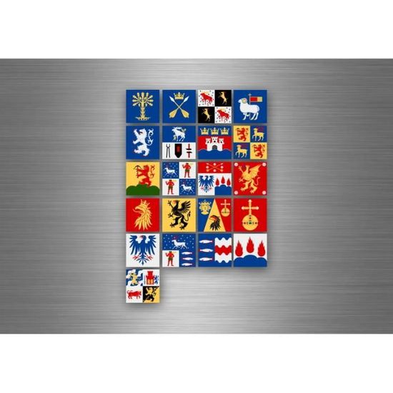 Planche D’autocollants Drapeaux Des Régions De France – 39x30 Mm Et 50 Mm, Découpés Individuellement
