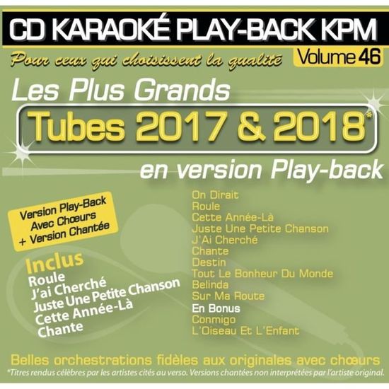 Cd Karaoké Play Back Kpm Vol46 Tubes 2017 2018