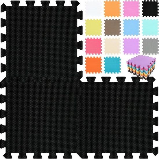 Unipampa Tapis Puzzle Mousse EVA – 16 Pièces 30x30x1 Cm – Antidérapant – Bleu/rose/blanc