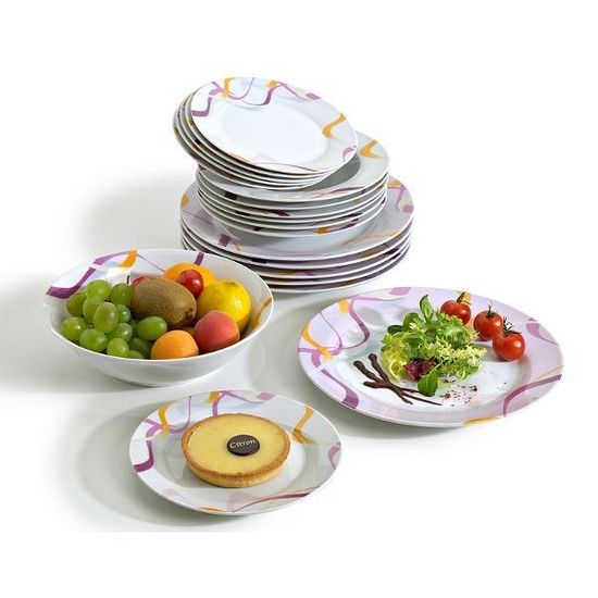 Tognana Silverlight Service De Vaisselle Pour 6 Personnes, 18 Pièces, Porcelaine, Blanc