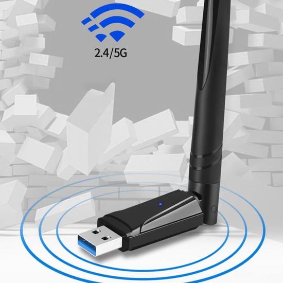 CLÉ WiFi Antenne WiFi Dongle WiFi,3.0 USB WiFi,Clé WiFi pour PC 5DBI 1300m  Dual Band / 2.4G / 5G 802.11ac,Nero - Cdiscount Informatique