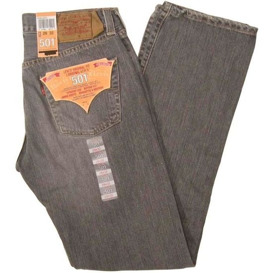 Le classique Jeans Levis 501 gris coupe droite homme gris
