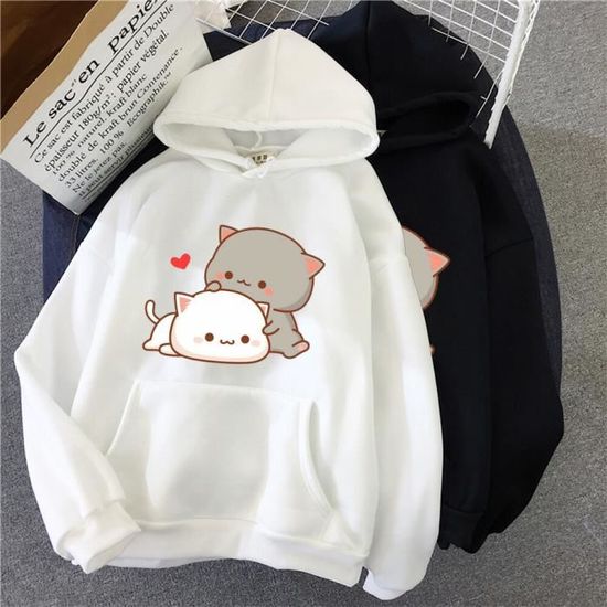 Sweat shirt Sweat capuche avec imprim de chat pour femme pull